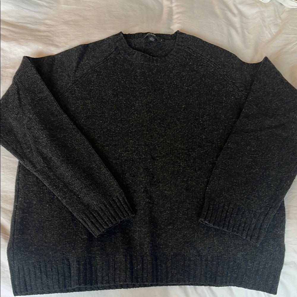 Men's J. Crew dark charcoal gray lambswool sweater.